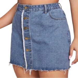 Button Front Denim Skirt